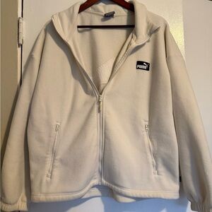 Puma White Fleece Zip Up Jacket